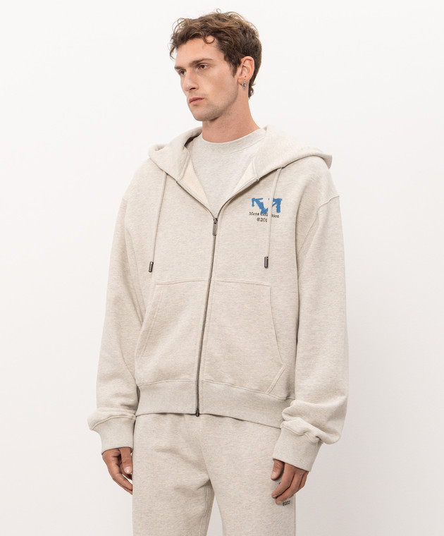 Off-White Серая меланжевая спортивная куртка Half Arrow 44MBE02EF26F002 изображение 3