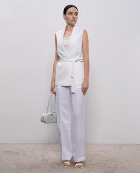 Peserico Білий двобортний жилет з льоном A03028A01926