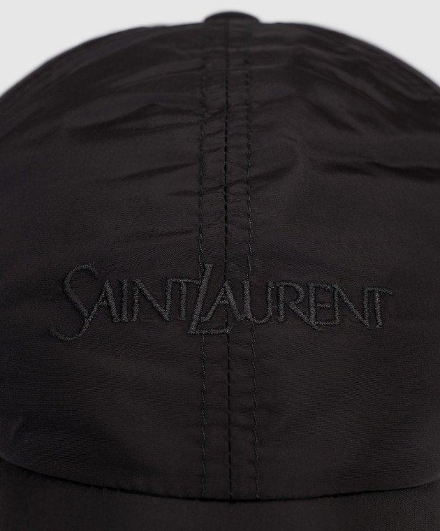 Saint Laurent Чорна кепка з вишивкою логотипа 8698213YU00 зображення 4