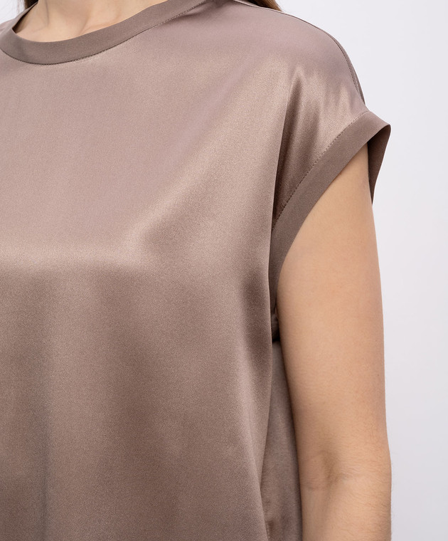 Brunello Cucinelli Бежева блуза із шовку M0C59EH500 зображення 5