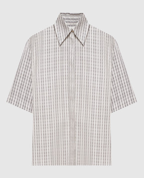 Agnona Белая рубашка с шелком в клетку TD1111YQ2009