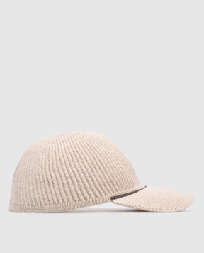 Brunello Cucinelli Бежевая кепка с кашемиром MCAP9A025