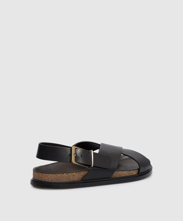 The Row Чорні шкіряні сандалі F1462L822 зображення 3