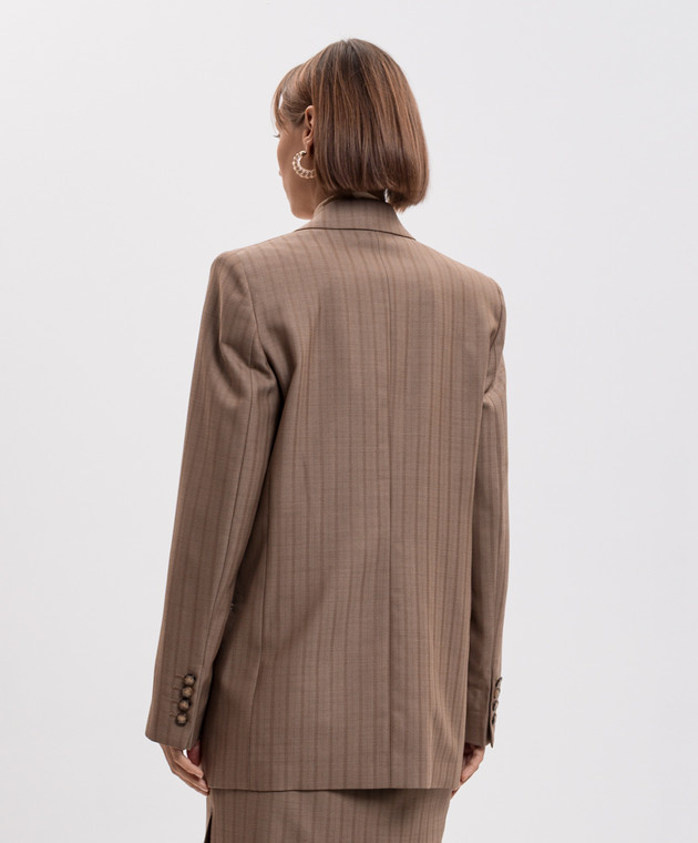 Etro Коричневый двубортный жакет из шерсти WRCA010899TJ213 изображение 4