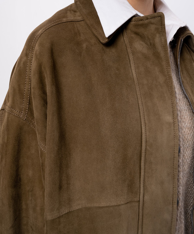 Brunello Cucinelli Коричневая замшевая куртка MPCAI7594P изображение 5