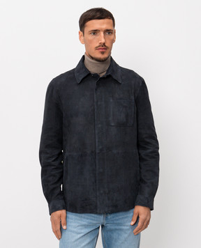 Cashmere&Whiskey Синяя замшевая куртка в стиле рубашки 22254500332
