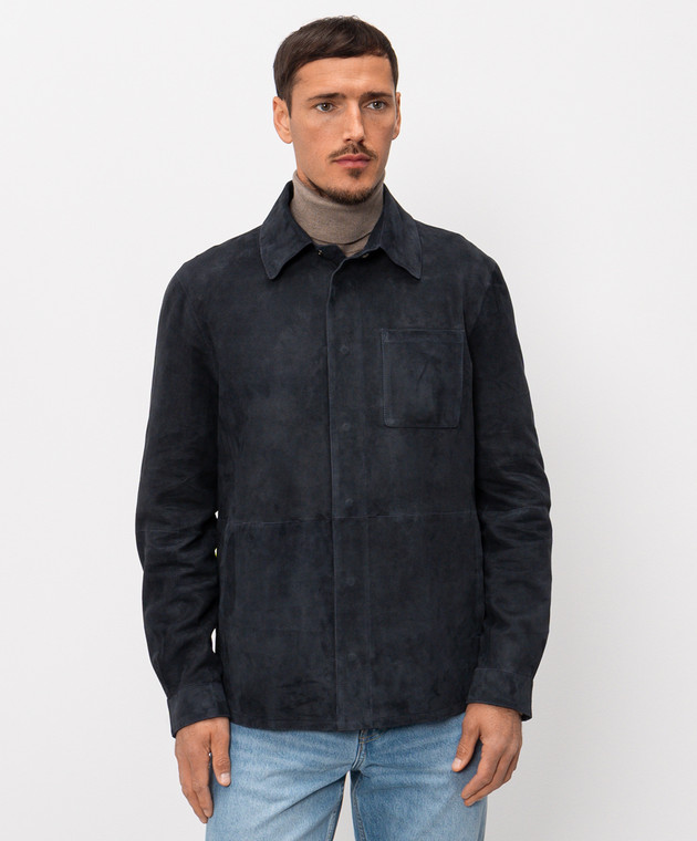 Cashmere&Whiskey Синяя замшевая куртка в стиле рубашки 22254500332 изображение 3