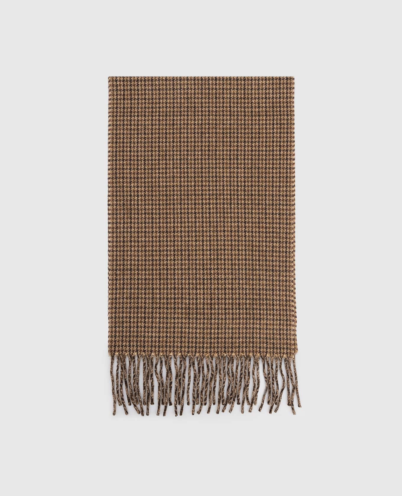 

Коричневый шарф из шерсти и льна с бахромой, Шарфы