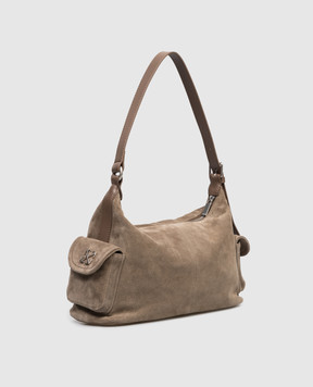 Off-White Коричневая замшевая сумка-хобо Dumbo OWNN18OS26LEA001