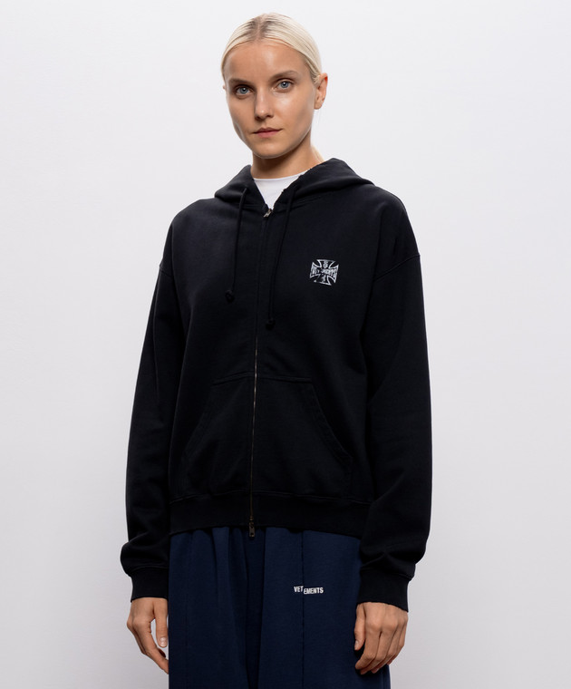 Vetements Черная спортивная куртка с принтом MH27ZU194B изображение 3