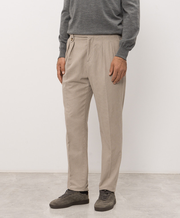 Brunello Cucinelli Бежевые бархатные брюки M279NM5010 изображение 3