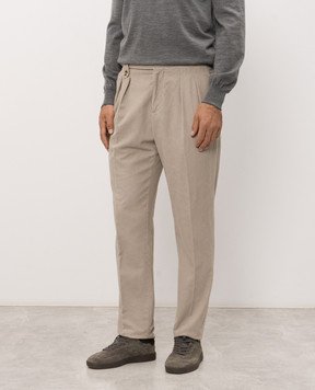 Brunello Cucinelli Бежеві оксамитові штани M279NM5010