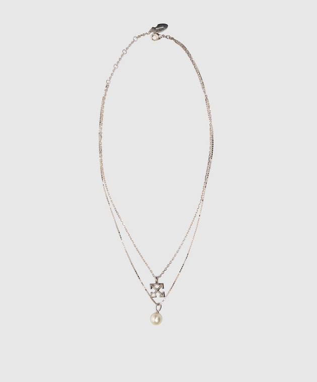 Off-White двойная цепочка с эмблемой OMOB166S26MET001