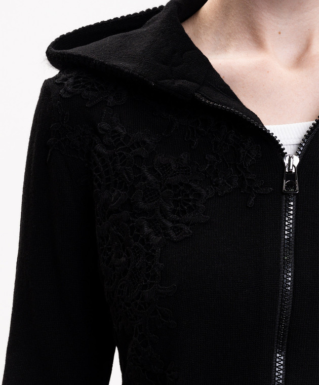 Ermanno Scervino Life Чорний кардиган з вовною та кашеміром D494M706XJO зображення 5