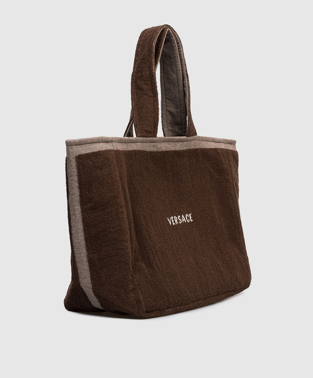 Versace Коричнева махрова сумка-тоут з візерунком Medusa 10246191A17767 зображення 3