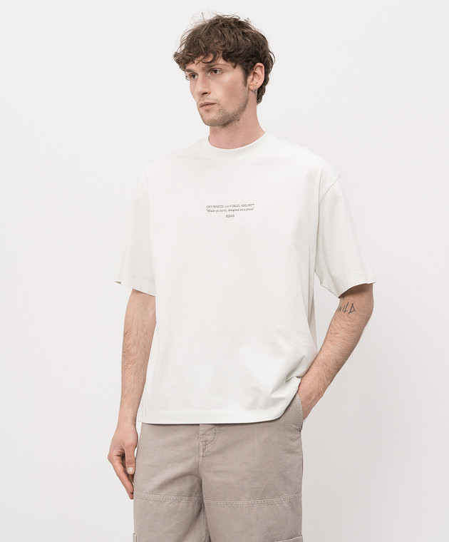 Off-White Зеленая футболка с принтом логотипа 44MAA120S26J007 изображение 3