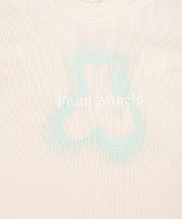 Palm Angels Дитяча футболка кольору айворі з принтом Spray Bear PBXB001S26JER001 зображення 3