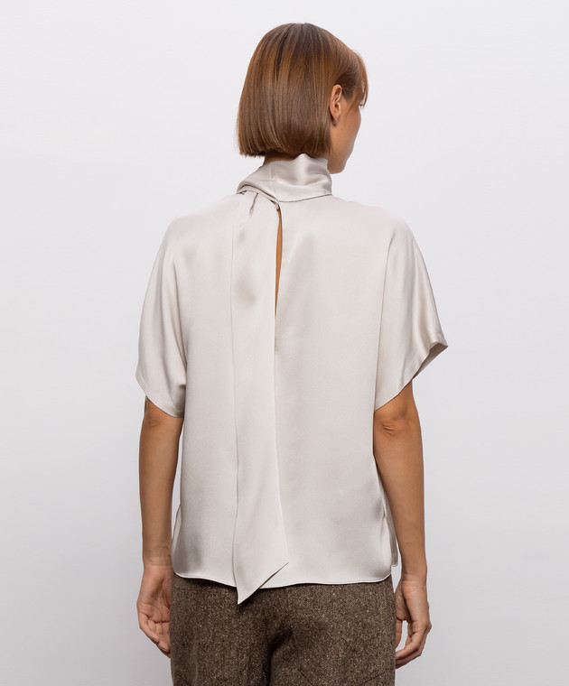 Brunello Cucinelli Серая блуза из шелка MB179B1S24 изображение 4