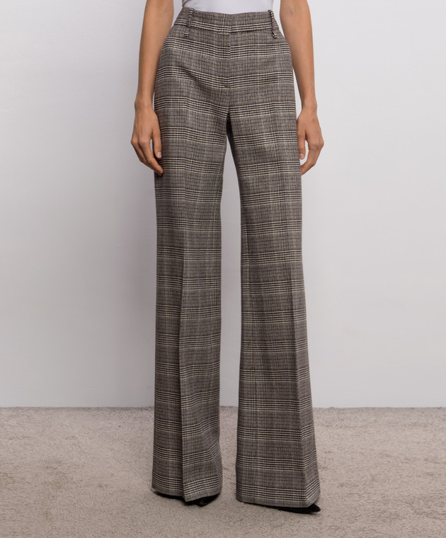Ermanno Scervino Брюки клеш из шерсти в клеточку D496P308ZHY изображение 3