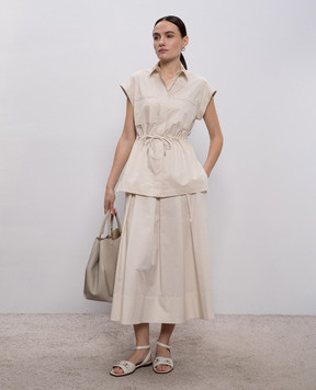 Peserico Бежева спідниця міді з ланцюжком моніль A0553701979