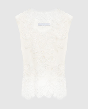 Ermanno Scervino Білий топ в рубчик з мереживом D485L308APEKM