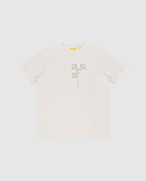 Off-White Дитяча футболка кольору хакі з принтом емблеми 44BAA016S26J001