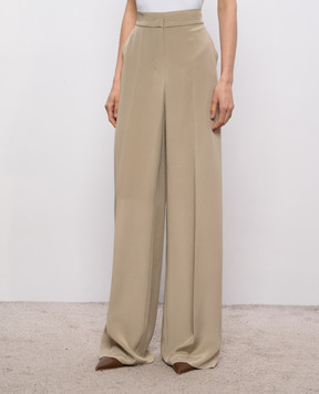 Max Mara Брюки цвета хаки PALANCA из шелка MXEPALANCA
