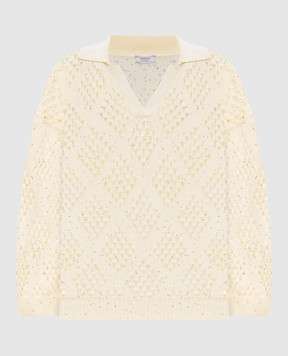 Peserico Желтый ажурный джемпер с воротником поло S99129F059110M