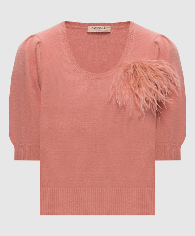 Twinset Розовый джемпер с шерстью с брошью 262TP3260