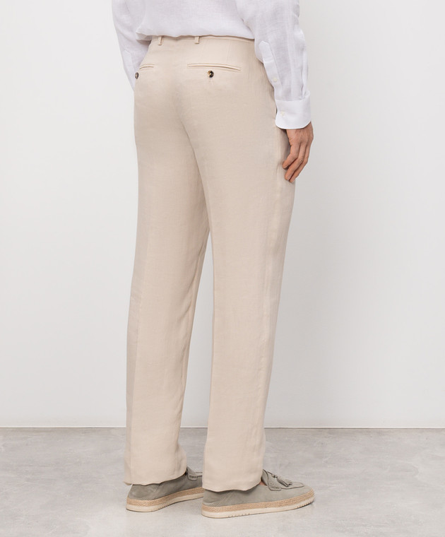 Agnona Бежеві штани з льону T710U1YU3049 зображення 4
