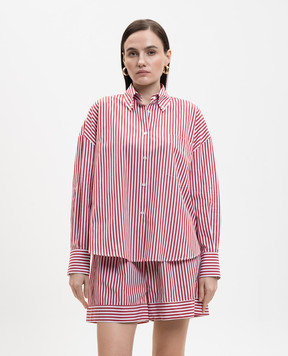 Solotre Бордовая рубашка в полоску M1AB0042