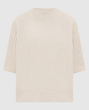 Brunello Cucinelli Топ цвета айвори из кашемира и шерсти MBM753520P