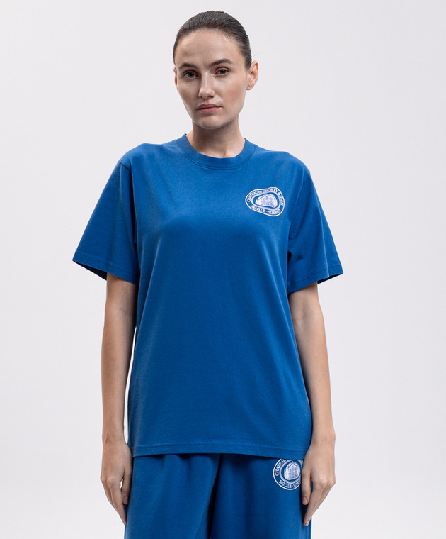 Sporty & Rich Синяя футболка с принтом TO11982279BL164 изображение 3