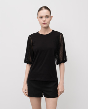 Twinset Чорний топ з логотипом 252TT2310