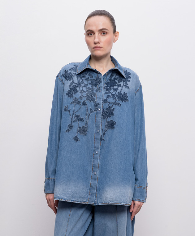 Ermanno Scervino Life Синя сорочка з ефектом деніму D484K700YKRI зображення 3