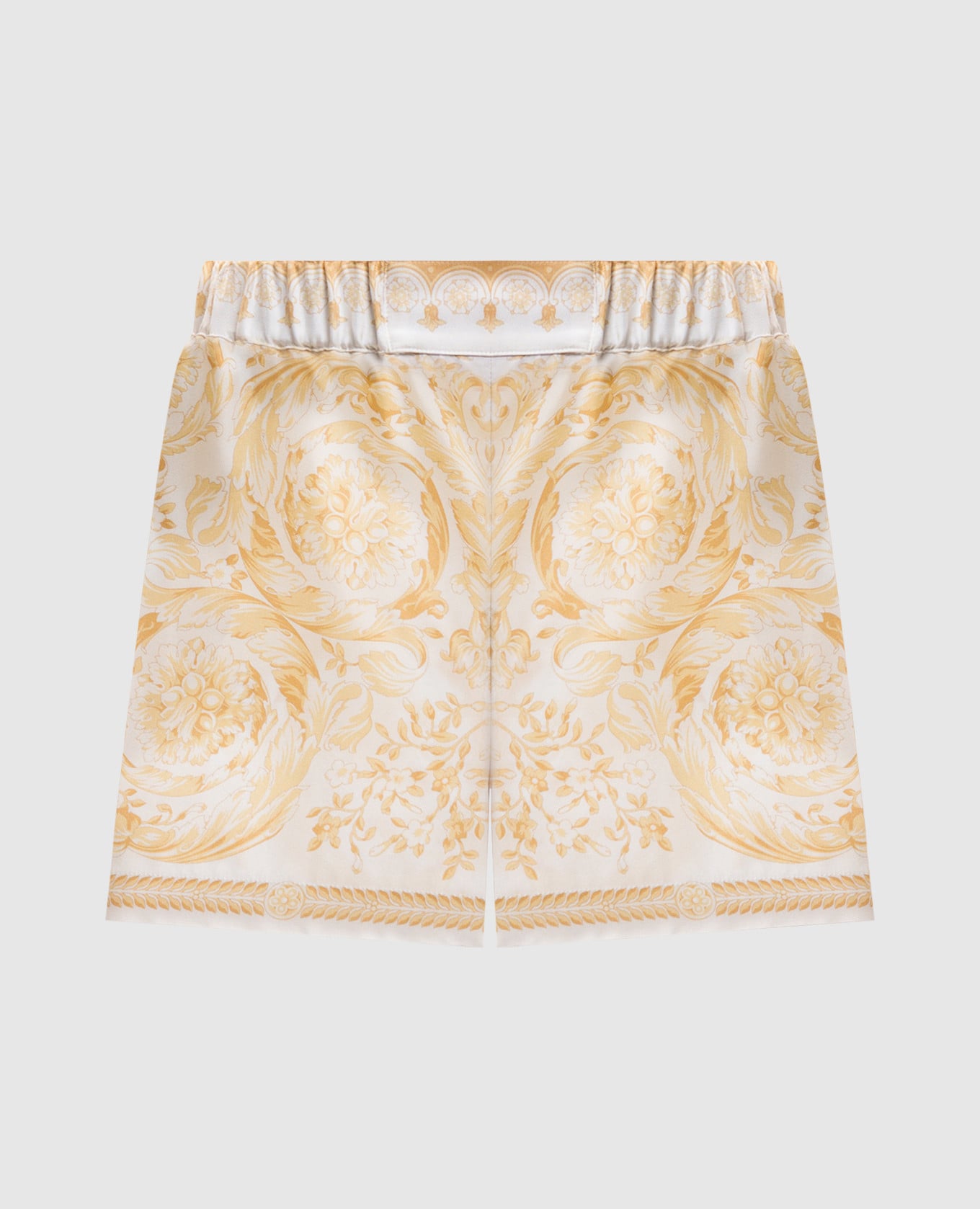 Белые шорты из шелка в принт