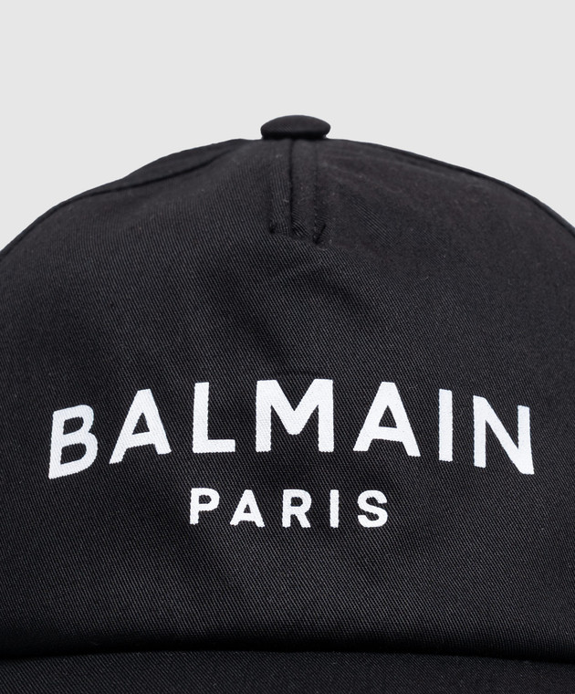 Balmain Детская черная кепка с контрастным логотипом BX0P17Z1053 изображение 3