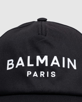 Balmain Дитяча чорна кепка з контрастним логотипом BX0P17Z1053