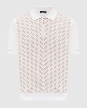 Stefano Ricci Поло кольору айворі з шовком в геометричний візерунок K818115P31F26281