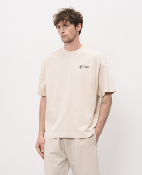 Off-White Бежевая футболка с принтом логотипа 44MAA120S26J01D