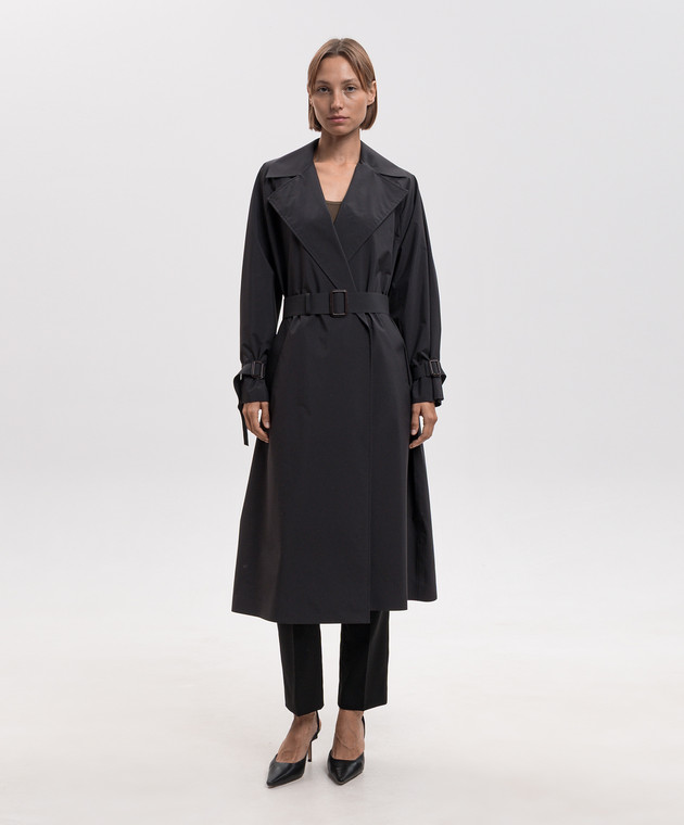 Max Mara Weekend Черный плащ FATTO на запах WKDFATTO изображение 3