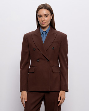 Brunello Cucinelli Коричневый двубортный жакет из шерсти MG5537243P