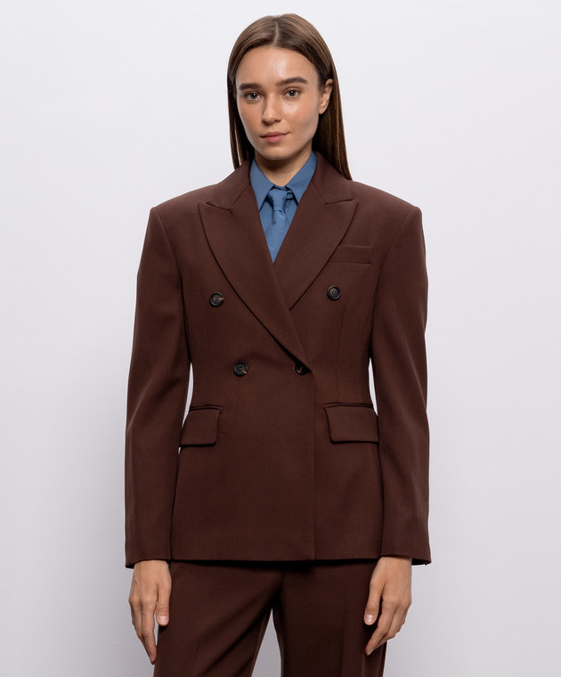 Brunello Cucinelli Коричневый двубортный жакет из шерсти MG5537243P изображение 3