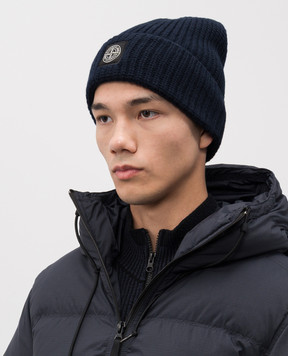 Stone Island Синя шапка з вовни K2S15N100012S00B4