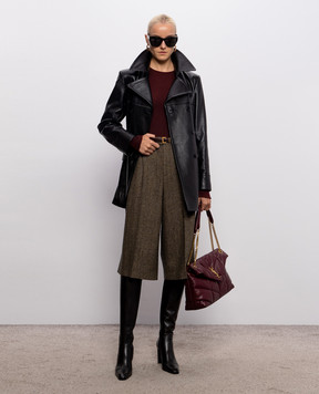 Saint Laurent Бордовый топ в рубчик из шерсти, кашемира и шелка A0000PYAPK2