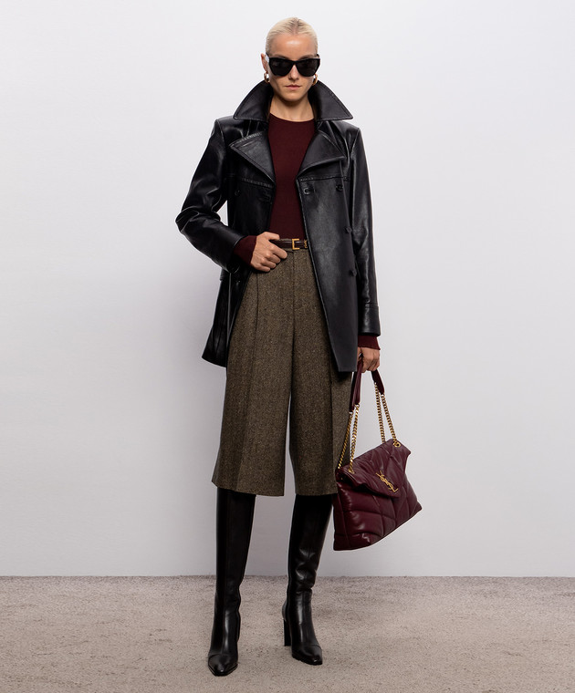 Saint Laurent Бордовый топ в рубчик из шерсти, кашемира и шелка A0000PYAPK2 изображение 2