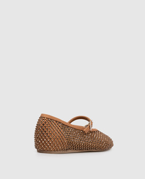 Le Silla Коричневі балетки GILDA з кристалами 0189C020MTPPSTV