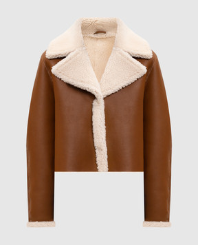 Babe Pay Pls Коричнева укорочена дублянка з контрастним оздобленням 2540CURLY