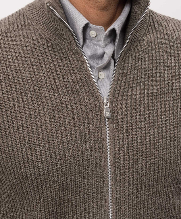 Brunello Cucinelli Кардиган цвета хаки MNI709716 изображение 5