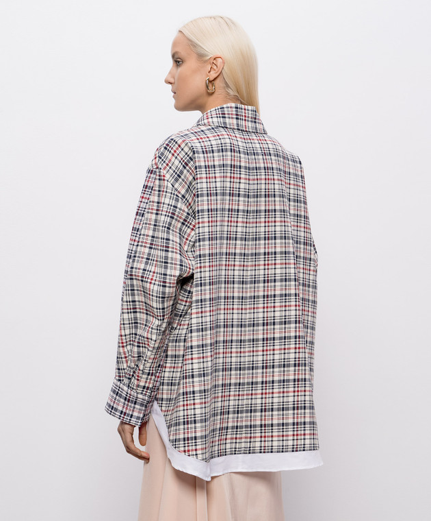 Victoria Beckham Бежевая куртка в клетку в стиле рубашки 1226WCT007204A изображение 4